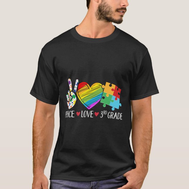 Camiseta Estudiantes de autismo enseñan a los niños paz ama (Anverso)