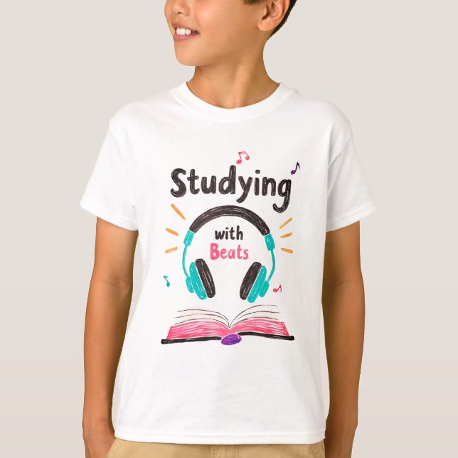 Camiseta Estudiar con latidos - Auriculares Estudiar Camise (Anverso)