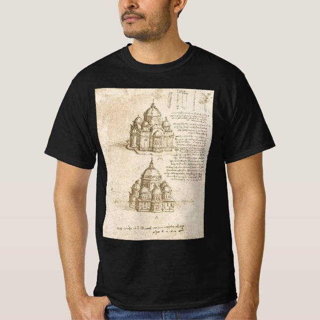 Camiseta Estudio de catedral arquitectónica de Leonardo da  (Anverso)