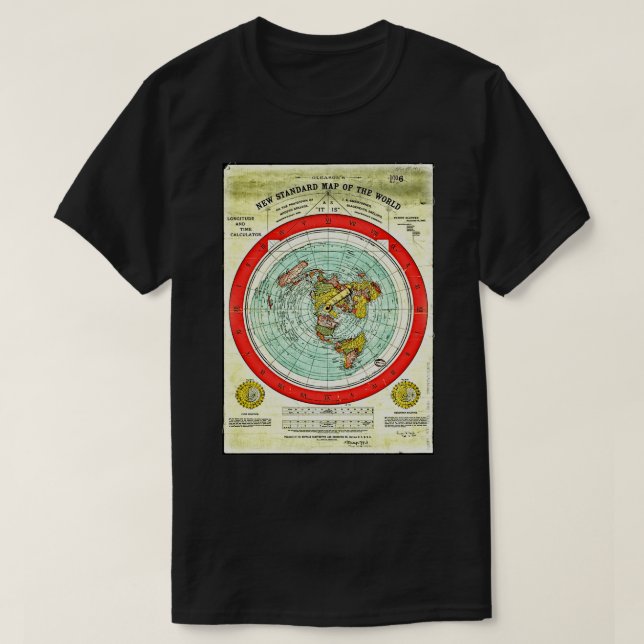 Camiseta Estudio de Mapa Plano de la Tierra Plano de Invest (Diseño del anverso)