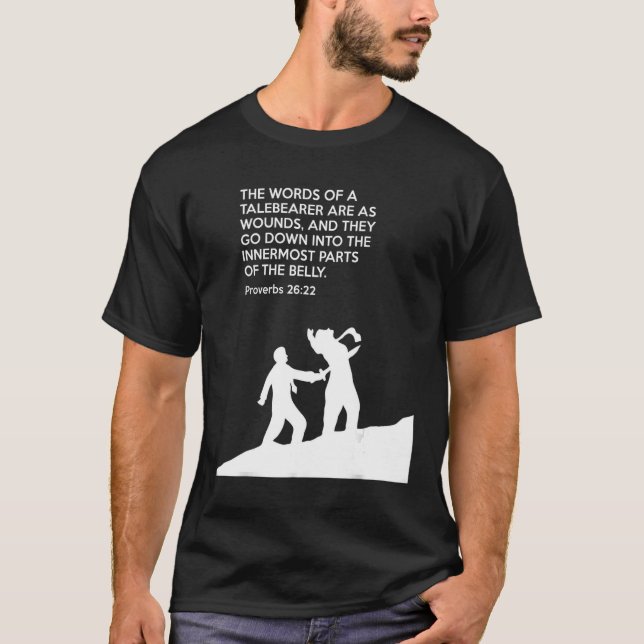 Camiseta estudio de proverbios bíblicos Proverbs 26 22 (Anverso)