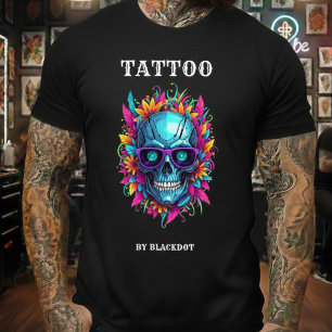 Camiseta Estudio de Tatuajes de Gafas de Sol de Cráneo Arti