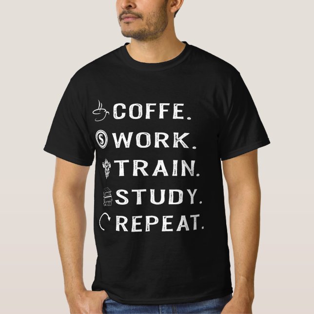 Camiseta Estudio De Tren De Trabajo De Coffe Repetición De  (Anverso)