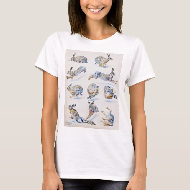 Camiseta Estudios de liebre silvestre (Conejo), Bruno Lilje (Anverso)