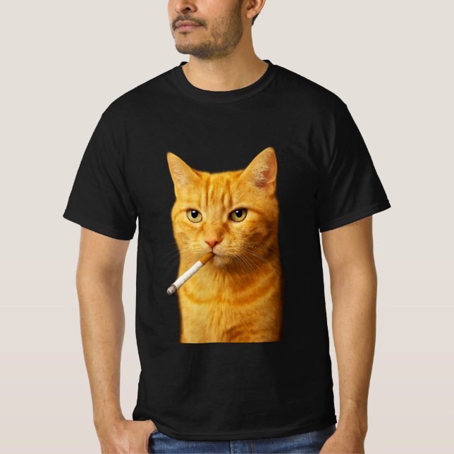 Camiseta Estúpido meme de gato gracioso de Guay| Gato fumad (Anverso)