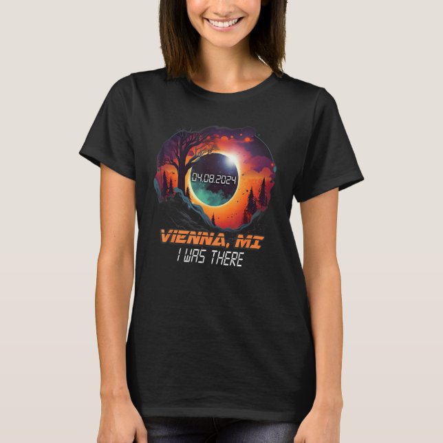 Camiseta Estuve Ahí Eclipse Solar Total Viena Michigan MI (Anverso)