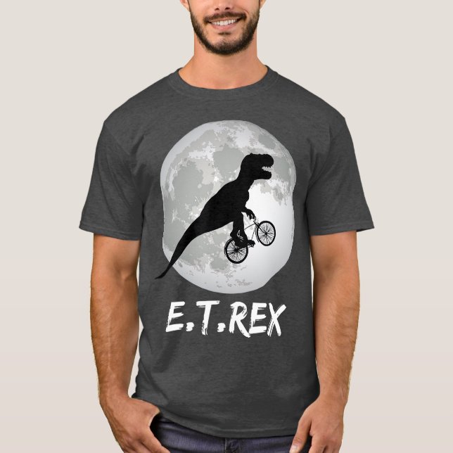 Camiseta ET Rex Funny Dinosaur  TRex on Bike over the (Anverso)