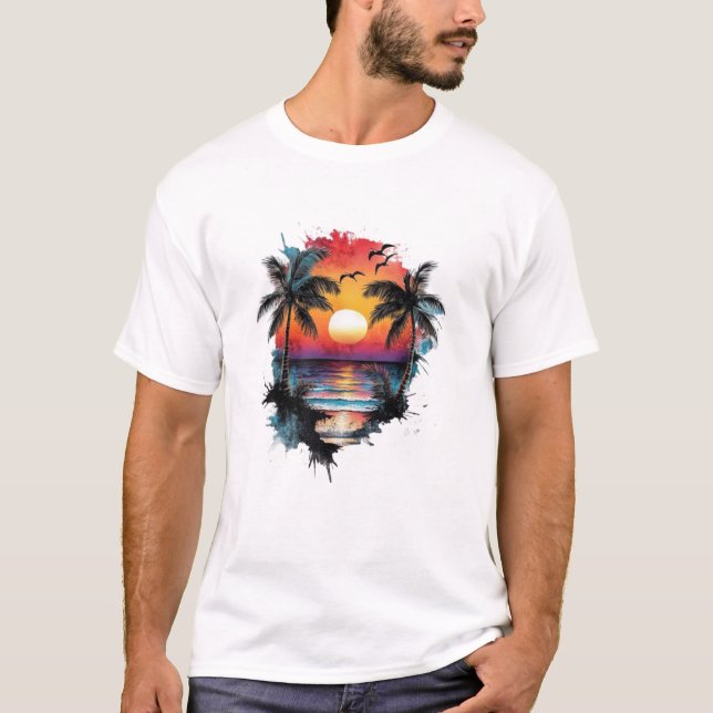 Camiseta Été Tropical Chic | Graphique Vacances Soleil (Anverso)