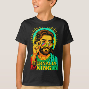 Camiseta Eternamente Rey Cool Jesús Cristiano Anime Manga P