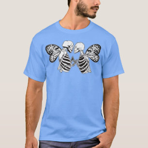 Camiseta Eterno, amor, gótico, esqueleto pareja con alas