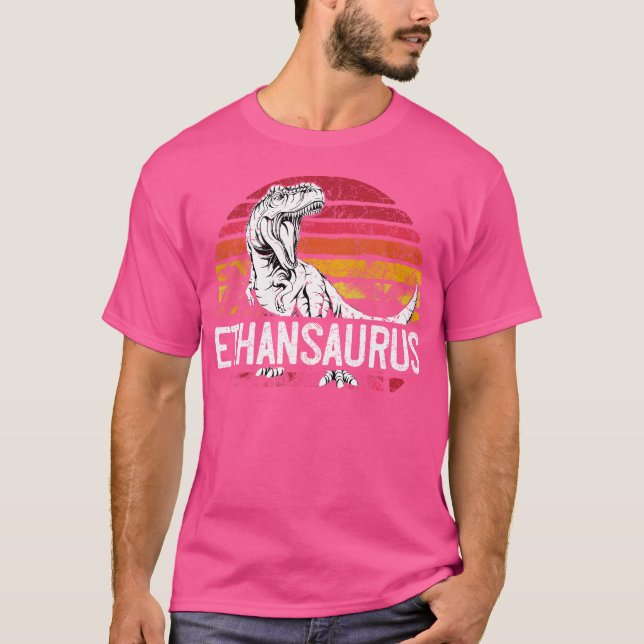 Camiseta Ethan Saurus Funny Personalizado Dinosaurio T Rex  (Anverso)