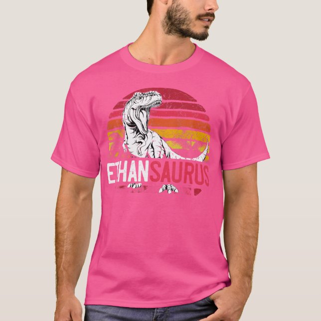 Camiseta Ethan Saurus Funny Personalizado Dinosaurio T Rex  (Anverso)
