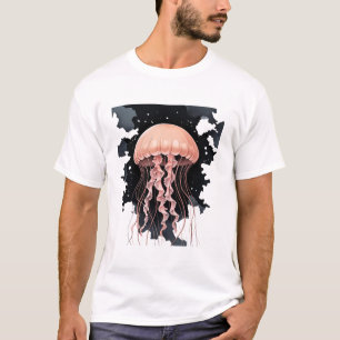 Camiseta Ethereal Jellyfish Drift - Tee de arte sobre negro