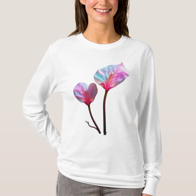 Camiseta ethereal pink flowers (Anverso)