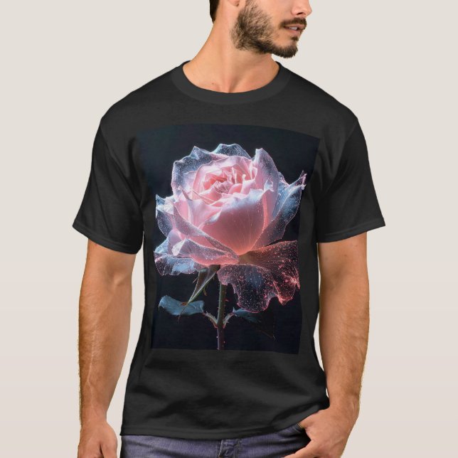 Camiseta Ethereal Rose Glowing Petals with Sparkling Light (Anverso)