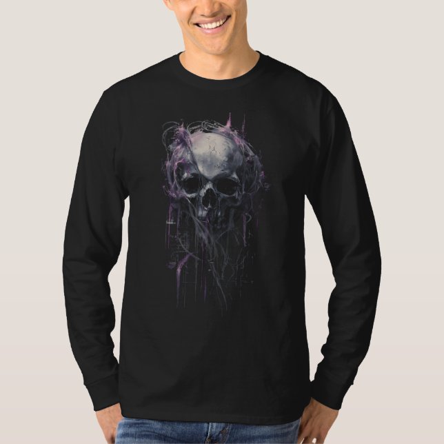 Camiseta Ethereal Skull Abstract Grunge Dark Long Sleeve (Anverso)