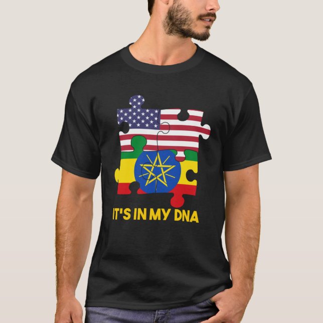 Camiseta Ethiopia Ethiopians Africa Flag Proud DNA American (Anverso)