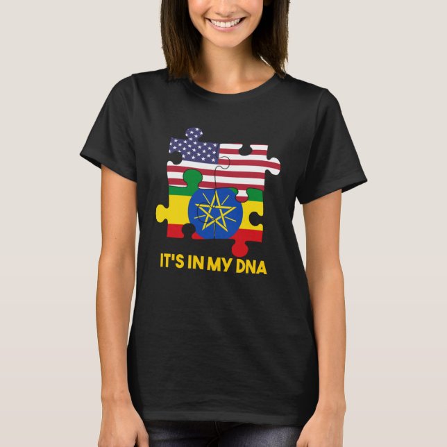 Camiseta Ethiopia Ethiopians Africa Flag Proud DNA American (Anverso)