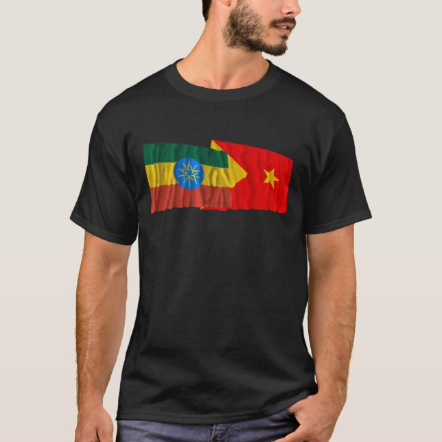 Camiseta Etiopía y banderas que agitan de Tigray (Anverso)