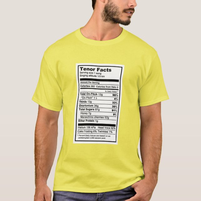 Camiseta Etiqueta alimenticia del tenor de la barbería (Anverso)