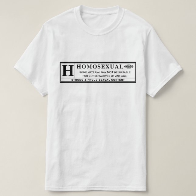 Camiseta Etiqueta amonestadora homosexual (Diseño del anverso)