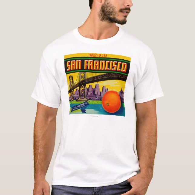 Camiseta Etiqueta anaranjada de San Francisco (Anverso)