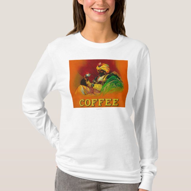 Camiseta Etiqueta árabe del café del hombre (Anverso)