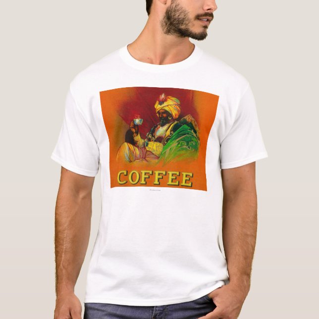 Camiseta Etiqueta árabe del café del hombre (Anverso)