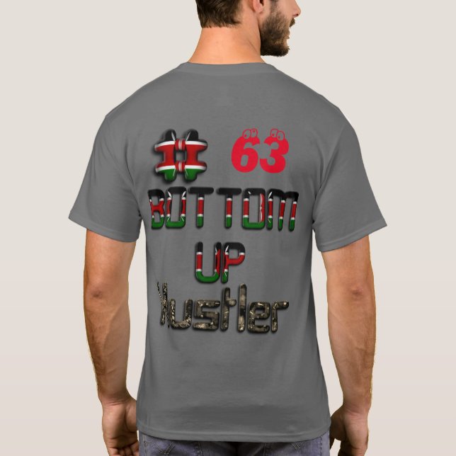 Camiseta Etiqueta de abajo arriba Bandera de Kenia 3D Vida  (Reverso)