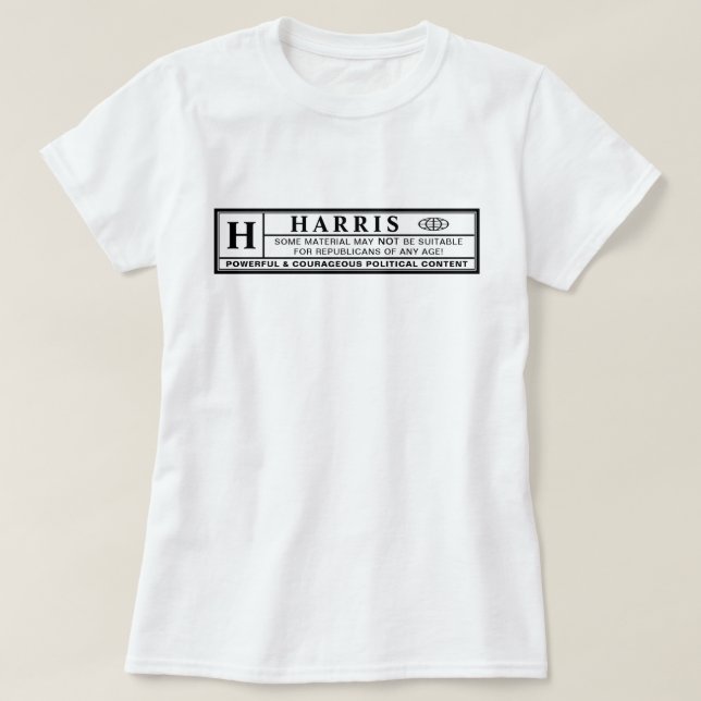 Camiseta Etiqueta de advertencia de Harris (Diseño del anverso)