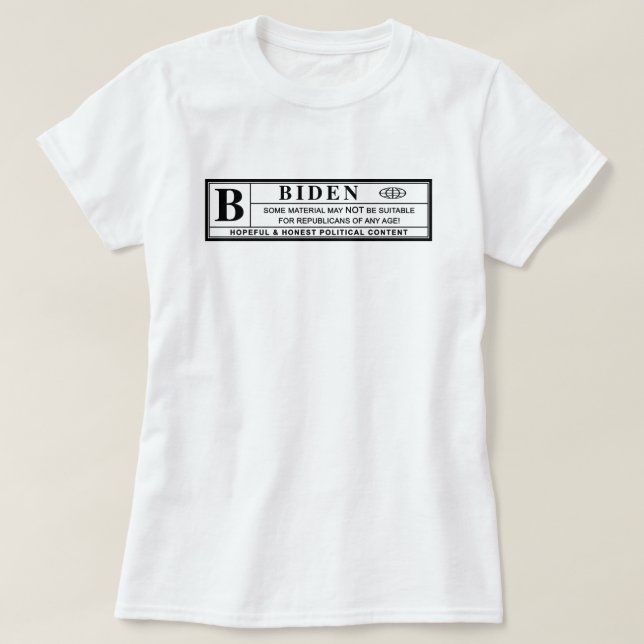 Camiseta Etiqueta de advertencia de Joe Biden (Diseño del anverso)