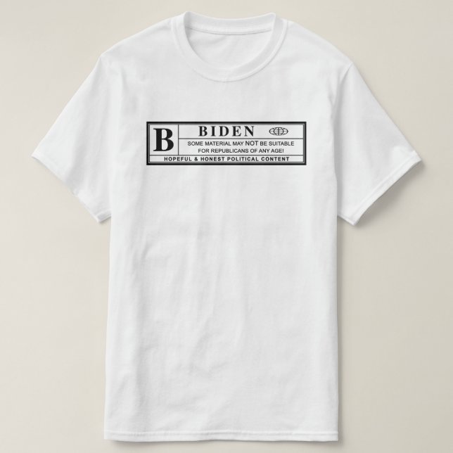 Camiseta Etiqueta de advertencia de Joe Biden (Diseño del anverso)