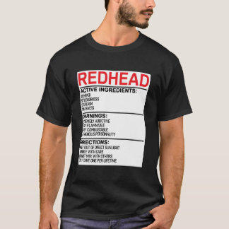 Camiseta Etiqueta de advertencia de la cabeza roja Humor de