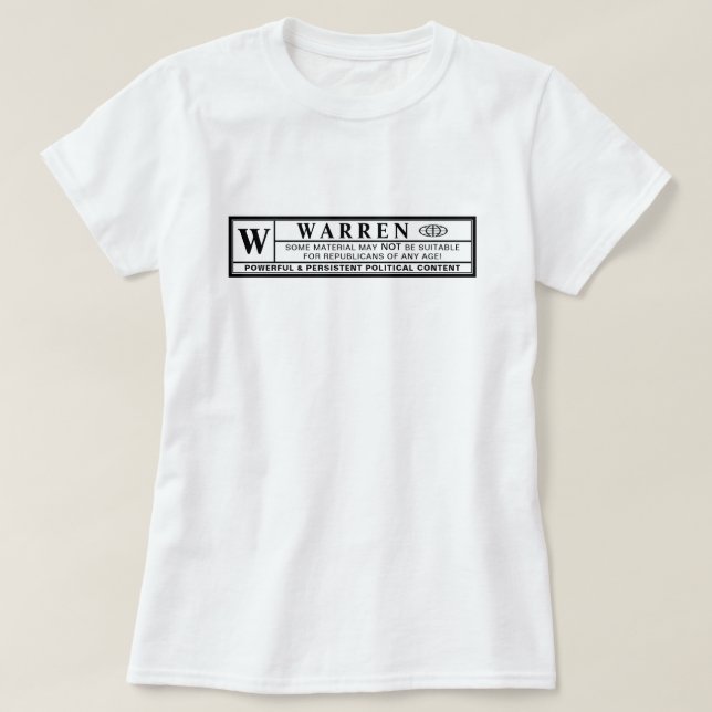 Camiseta Etiqueta de advertencia de Warren (Diseño del anverso)