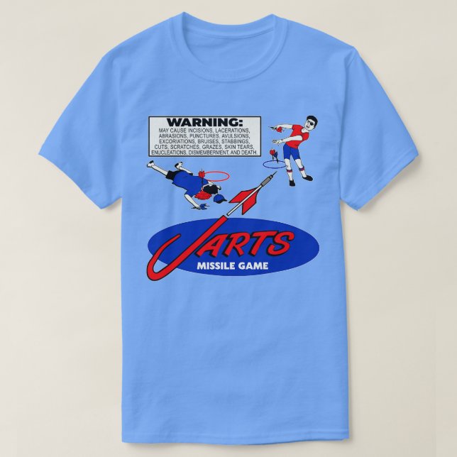Camiseta Etiqueta de advertencia Juego de misiles Jarts (Diseño del anverso)