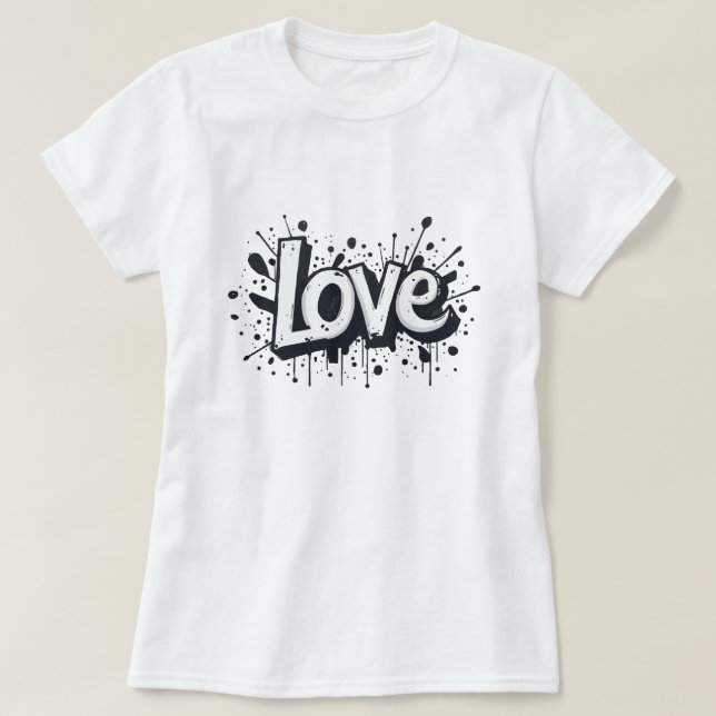 Camiseta Etiqueta de amor monocroma (Diseño del anverso)