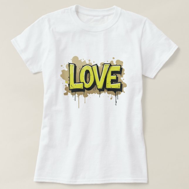 Camiseta Etiqueta de amor monocroma (Diseño del anverso)