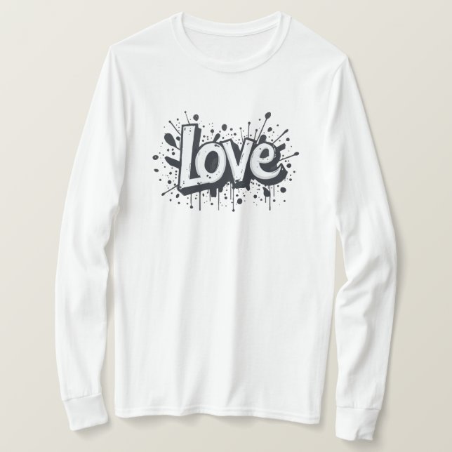 Camiseta Etiqueta de amor monocroma (Anverso del diseño)