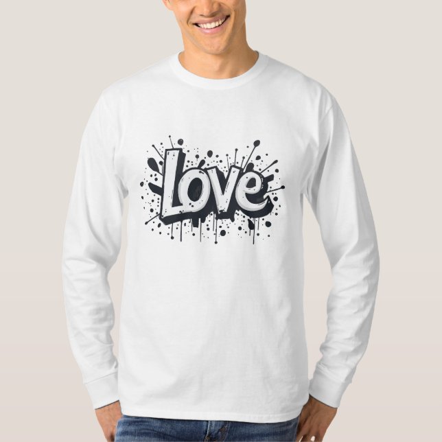 Camiseta Etiqueta de amor monocroma (Anverso)