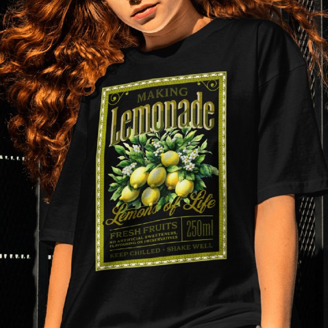 Camiseta Etiqueta de aspecto antiguo de limonada oscura (Subido por el creador)