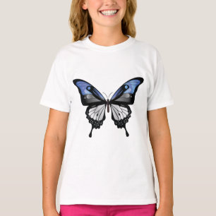 Camiseta Etiqueta de bandera de mariposa de cola de golondr