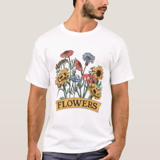 Camiseta Etiqueta de Bouquet de flor de corte de granja de 