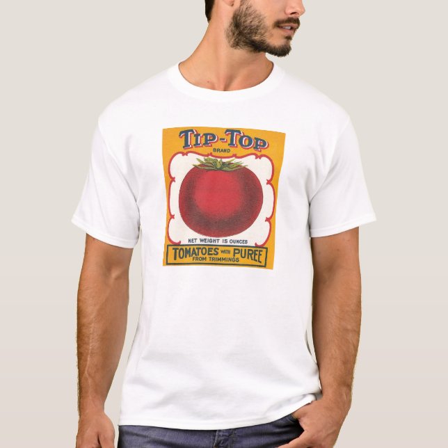 Camiseta Etiqueta de cosecha de tomates de punta (Anverso)