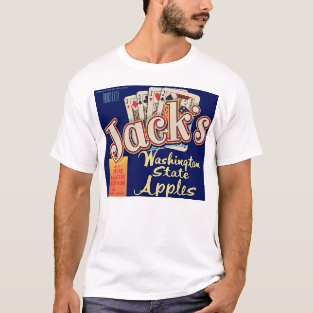 Camiseta Etiqueta de crates de manzanas del estado de Washi (Anverso)