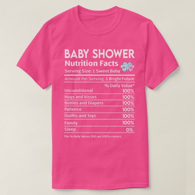 Camiseta Etiqueta de datos de nutrición de Baby Shower (Diseño del anverso)