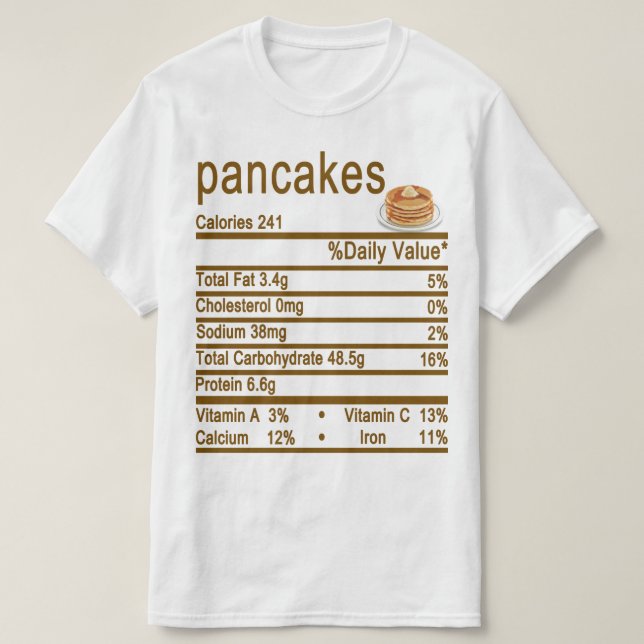 Camiseta etiqueta de datos de nutrición de crepes (Diseño del anverso)