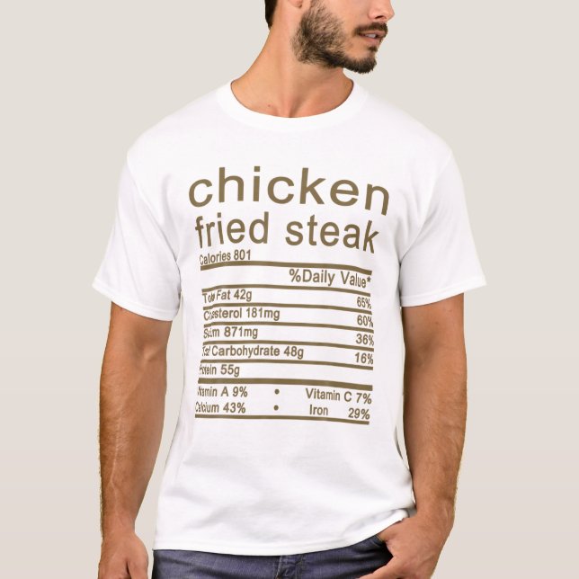 Camiseta Etiqueta de datos de nutrición de filete frito de  (Anverso)