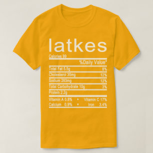 Camiseta etiqueta de datos de nutrición de latkes