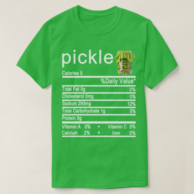 Camiseta etiqueta de datos de nutrición de pickle (Diseño del anverso)