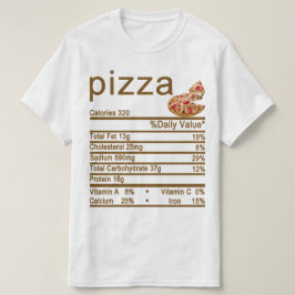 Camiseta etiqueta de datos de nutrición de pizza